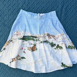 Corey Lynn Calter Blue Scenic A-Line Skirt Anthropologie